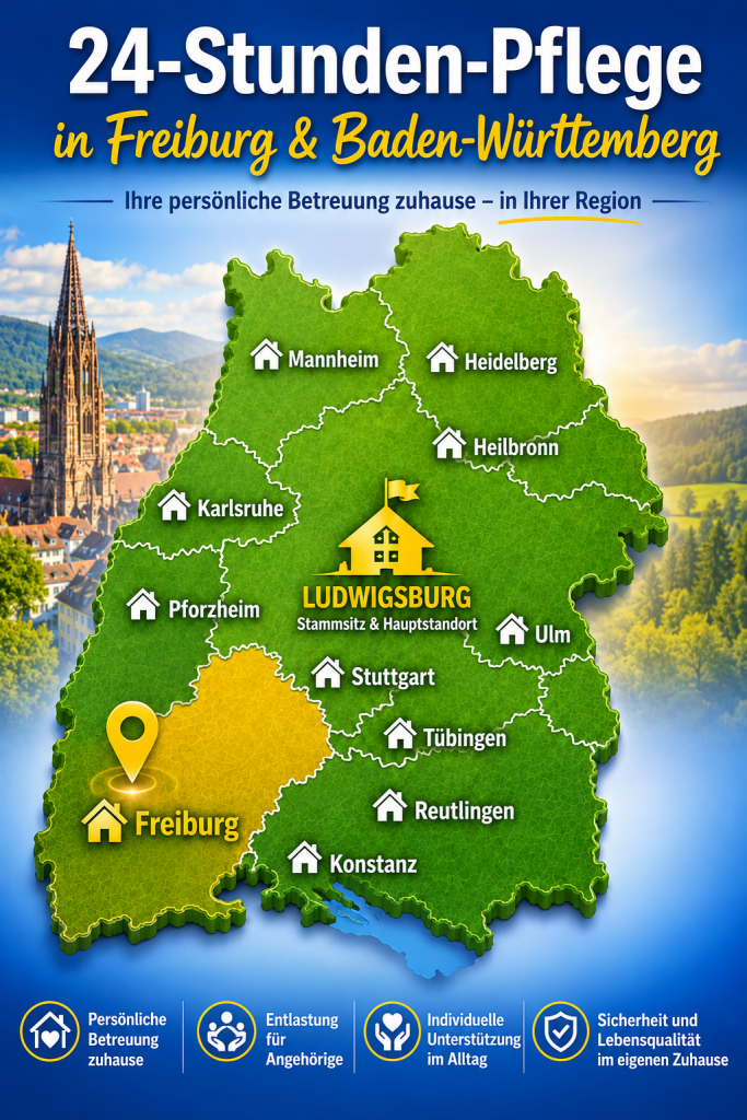 24-Stunden-Pflege in Freiburg und Baden-Württemberg mit persönlicher Betreuung zuhause durch FIDUS Pflege aus Ludwigsburg