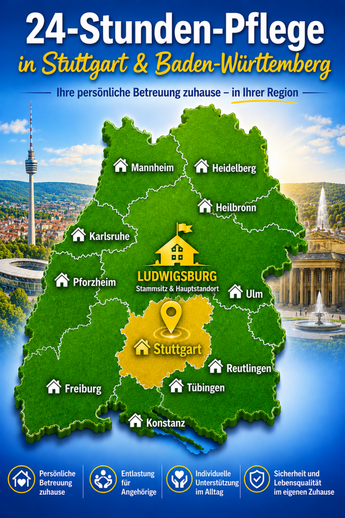 24-Stunden-Pflege in Stuttgart und Baden-Württemberg mit persönlicher Betreuung zuhause durch FIDUS Pflege aus Ludwigsburg