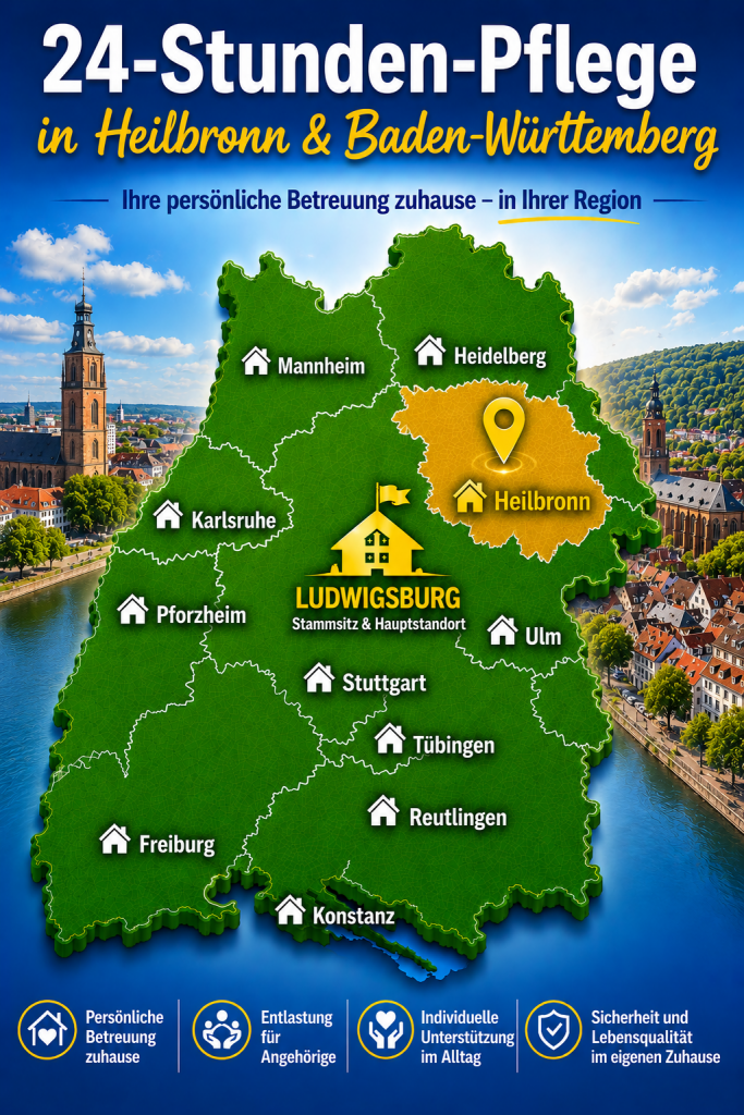 24-Stunden-Pflege in Heilbronn und Baden-Württemberg mit persönlicher Betreuung zuhause durch FIDUS Pflege aus Ludwigsburg