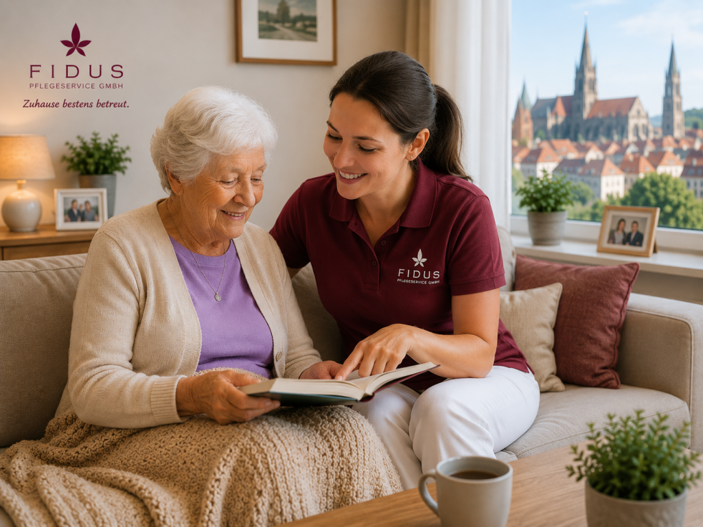24-Stunden-Pflege in Ulm – Betreuungskraft unterstützt Seniorin zuhause im vertrauten Wohnumfeld